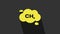 Yellow Methane emissions reduction icon isolated on grey background. CH4 molecule model and chemical formula. Marsh gas