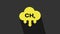 Yellow Methane emissions reduction icon isolated on grey background. CH4 molecule model and chemical formula. Marsh gas