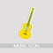 Yellow  Mexican guitar melody. Vector isolated illustration on white background.  Music icons and melody template