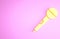 Yellow Microphone icon isolated on pink background. On air radio mic microphone. Speaker sign. Minimalism concept. 3d