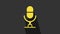 Yellow Microphone voice device icon isolated on grey background. Microphone interpreter and alphabet letters. 4K Video