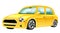 Yellow mini cooper cartoon vector illustration