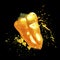 Yellow mini pepper with splashes. Isolated art