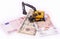 yellow miniature excavator. sale of construction equipment