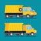 Yellow mining truck. Construction transport vector flat icon