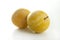 Yellow Mirabelles on white background