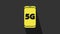 Yellow Mobile with 5G new wireless internet wifi icon isolated on grey background. Global network high speed connection