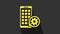 Yellow Mobile Apps and gear icon isolated on grey background. Adjusting app, service concept, setting options