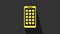 Yellow Mobile Apps icon isolated on grey background. Smartphone with screen icons, applications. mobile phone showing