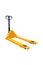 Yellow mobile pallet truck for logistic working