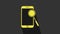 Yellow Mobile phone diagnostics icon isolated on grey background. Adjusting app, service, setting options, maintenance