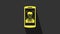 Yellow Mobile phone and face recognition icon isolated on grey background. Face identification scanner icon. Facial id