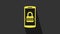 Yellow Mobile phone and password protection icon isolated on grey background. Security, safety, personal access, user