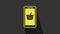 Yellow Mobile phone and shopping basket icon isolated on grey background. Online buying symbol. Supermarket basket