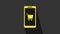 Yellow Mobile phone and shopping cart icon isolated on grey background. Online buying symbol. Supermarket basket symbol