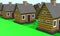 Yellow model of a simple house on a green background. 3d illustration