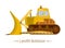 Yellow modern landfill bulldozer for garbage. Special equipment for landfills. Waste sorting, transportation,  recycling