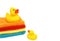 Yellow Mommy and Baby Rubber Duckies Isolated