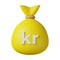 Yellow Money Bag Krona 3D Illustration