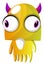 Yellow monster with pink horns and big eyes illustration vector