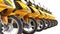 Yellow moped scooter parking Transport wheel 3d render on white no shadow