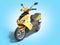 Yellow moped scooter Transport wheel 3d render on blue gradient
