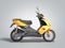 Yellow moped scooter Transport wheel 3d render on grey gradient