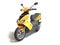 Yellow moped scooter Transport wheel 3d render on white