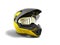 Yellow motocross helmet 3d render on white background