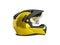 Yellow motocross helmet 3d render on white background no shddow