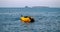 Yellow motor boat