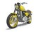 Yellow motorbike on two places front view 3d render on white background with shadow