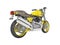 Yellow motorbike for two places isolated 3d render on white background no shadow