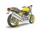 Yellow motorbike for two places isolated 3d render on white background with shadow