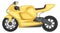 Yellow motorcycle. Cartoon roadster bike. Road transport