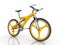 Yellow mountain bike against a white background