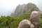 Yellow Mountain Huangshan range in China on a beautiful morning