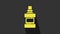 Yellow Mouthwash plastic bottle and glass icon isolated on grey background. Liquid for rinsing mouth. Oralcare equipment