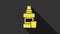 Yellow Mouthwash plastic bottle and glass icon isolated on grey background. Liquid for rinsing mouth. Oralcare equipment