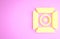 Yellow Movie spotlight icon isolated on pink background. Light Effect. Scene, Studio, Show. Minimalism concept. 3d