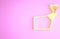 Yellow Movie spotlight icon isolated on pink background. Light Effect. Scene, Studio, Show. Minimalism concept. 3d