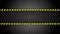 Yellow moving danger tape on metal perforated background