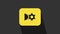 Yellow Music or video settings button icon isolated on grey background. 4K Video motion graphic animation