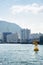 Yellow navigational buoy at Busan Harbor in South Korea