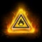Yellow Neon Fire Warning Sign on Grunge Background