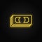 Yellow neon icon bills, cash, money, dollar.Transparent background. Yellow neon vector icon