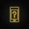 Yellow neon icon phone, help. Transparent background. Yellow neon vector icon