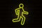 Yellow neon running man. Vector illustration. stock image.