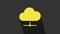 Yellow Network cloud connection icon isolated on grey background. Social technology. Cloud computing concept. 4K Video