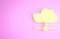 Yellow Network cloud connection icon isolated on pink background. Social technology. Cloud computing concept. Minimalism